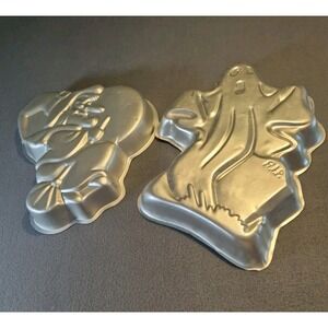 Vintage Wilton Scary Ghost And Flying Witch Cake Pans 1981,1982 Trick‎ Or Treat
